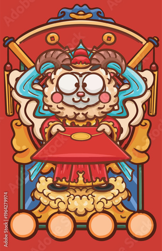 Hand-drawn cartoon sheep year illustration poster material
