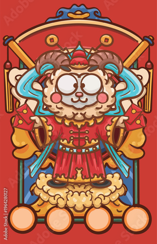 Hand-drawn cartoon sheep year illustration poster material
