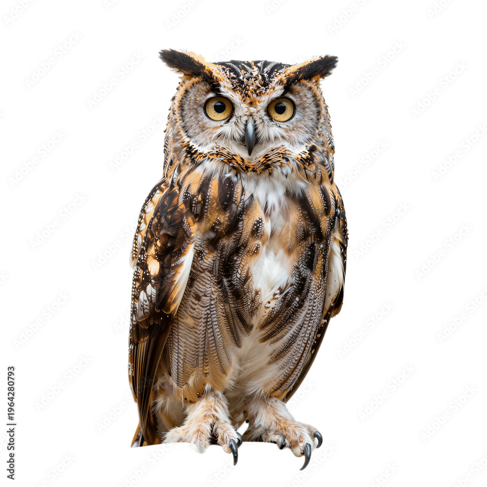 Obraz premium Majestic Owl Isolated on White Background