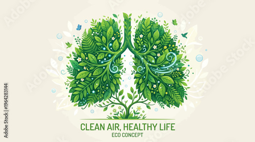 Healthy lifestyle concept with clean air and fresh lungs for wellness and prevention