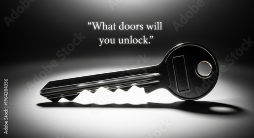 Gleaming Silver Key Reflecting Opportunity