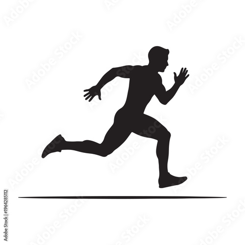 Man sprinting silhouette vector flat illustration design.