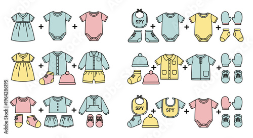Baby clothes and accessories assortment.
