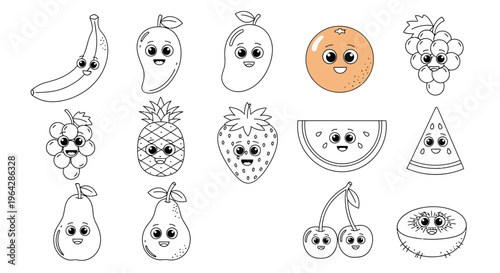 Cartoon fruits with smiling faces 4.