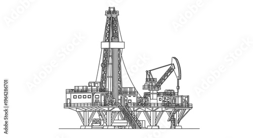Industrial offshore oil drilling platform.