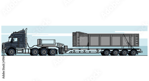 Large truck with cargo trailer.