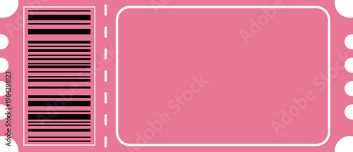 Photo of blank pink ticket with barcode