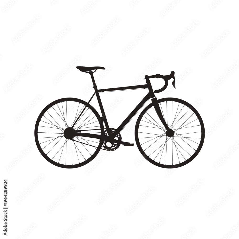 Fototapeta premium Road bike, bicycle icon, cycling vector, black silhouette