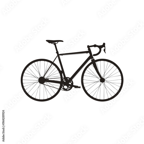 Road bike, bicycle icon, cycling vector, black silhouette