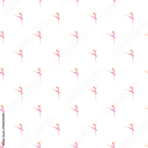 Seamless pattern with dancing ballerina in pink tutu