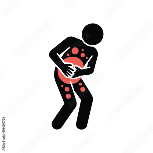 A person experiencing severe stomach pain and discomfort
