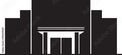 Modern city building architectural vector silhouette illustration with geometric line art