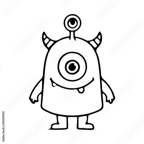 Cute One-Eyed Monster Outline