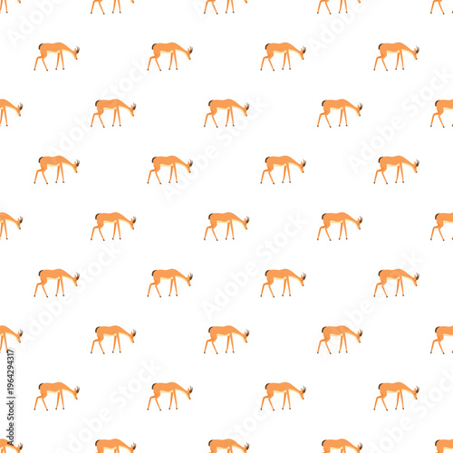 Gazelle character repeated on white background designing a wild animal pattern