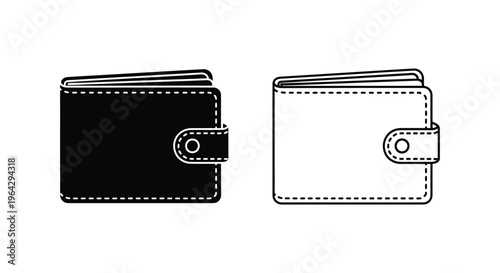 Black and white wallets with stitching Vector