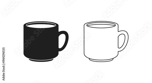 Black and white coffee mugs Vector