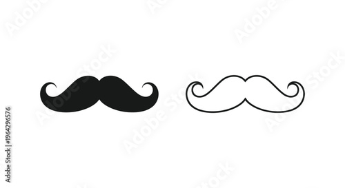 Vintage mustache silhouette pair black and white Vector
