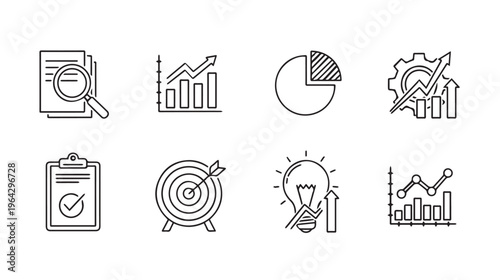 Business Growth Icons: Analytics Strategy Success Ideas Goals Report Growth