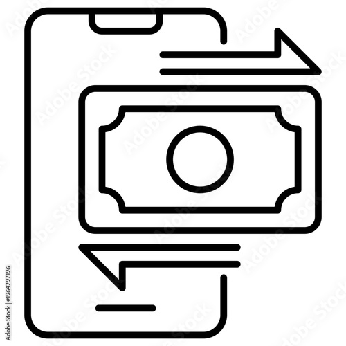 Online Transfer icon in line style, suitable for digital banking, finance, transaction concept illustrations