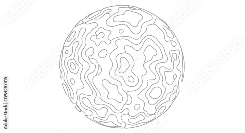 Abstract Sphere with Contour Lines - Topographic Map Style