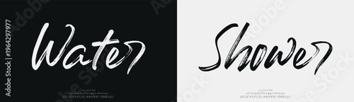 Water Shower, Script luxury wedding alphabet letters font with tails. Typography elegant classic serif fonts and number decorative vintage retro concept for logo branding. vector illustration
