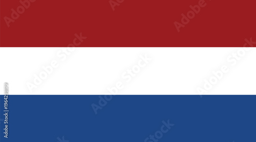 Netherlands flag vector illustration with red, white, and blue horizontal stripes, symbolizing the country's national identity and pride