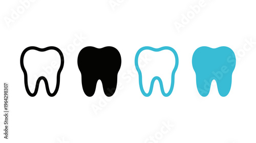 Tooth icon. Dental clinic logo. Human teeth vector illustration. Blue dentistry logotype. Oral hygiene concept. Dentist sign. Molar tooth enamel symbol. Simple tooth pictogram design.
