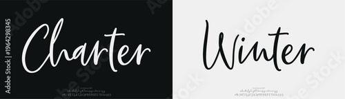 Charter Winter, Script elegant font alphabet logo. Typography Beauty fashion luxury classic letters serif fonts decorative wedding vintage retro logos. vector illustration
