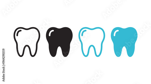 Tooth icon. Dental clinic logo. Human teeth vector illustration. Blue dentistry logotype. Oral hygiene concept. Dentist sign. Molar tooth enamel symbol. Simple tooth pictogram design.