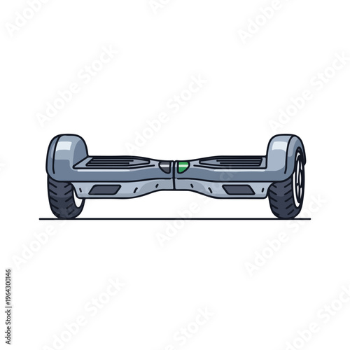 Self balancing electric scooter with green light on white background