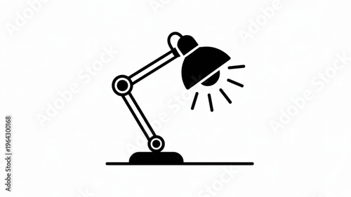 Adjustable desk lamp icon simple black and white vector illustration for study and work isolated on white background