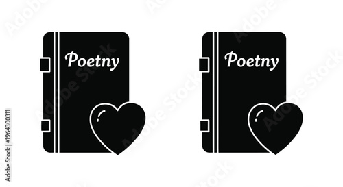 Poetry books with hearts Vector