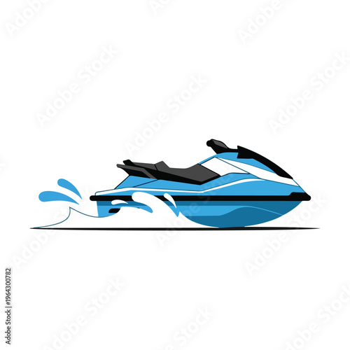 Blue water sports jet ski vehicle on white background