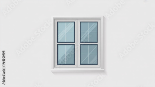 Modern white framed window with four glass panes clean architectural element for home design and real estate concepts isolated on a textured wall