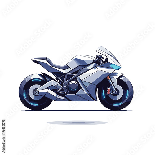 Modern sports motorcycle with sleek design and vibrant blue accents