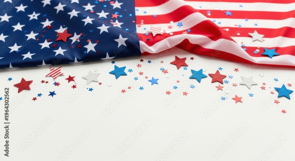 Obraz premium American flag with confetti stars on Labor Day celebration background