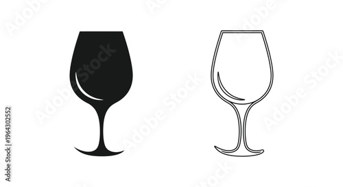 Wine glasses black and white Vector