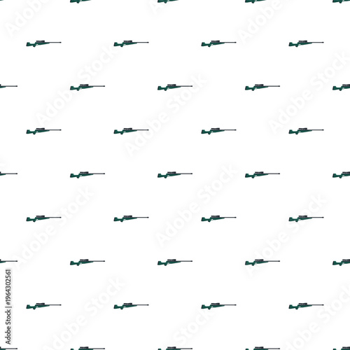 Repeating pattern of sniper rifles with scope on a clean white background