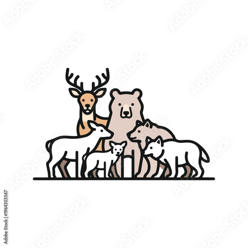 Wild animals standing together in a serene natural setting