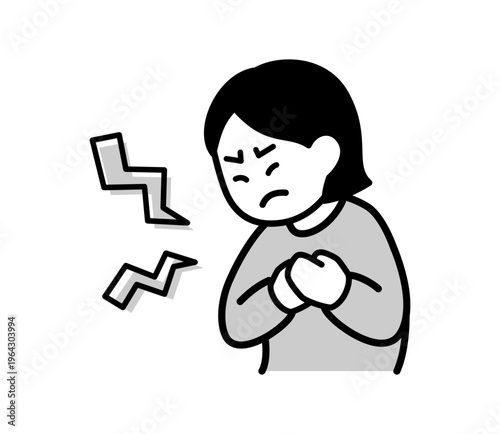 胸の痛みに苦しむ女性のイラスト
