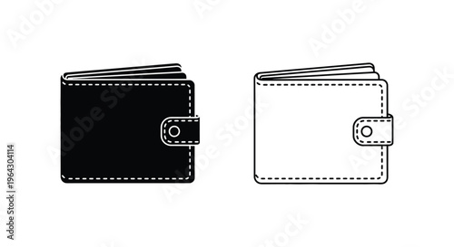 Black and white wallet designs with stitching Vector