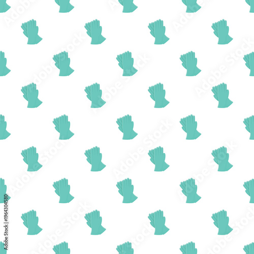 Green rubber gloves creating a seamless protective pattern on a white background