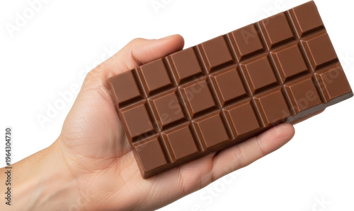 Hand holding a chocolate bar sweet.