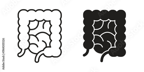 Large intestine icon set, logo vector eps10