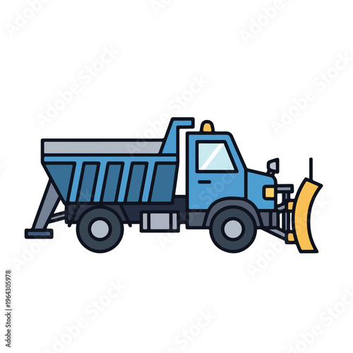 Blue Snow Plow Truck with Dump Body for Winter Road Maintenance