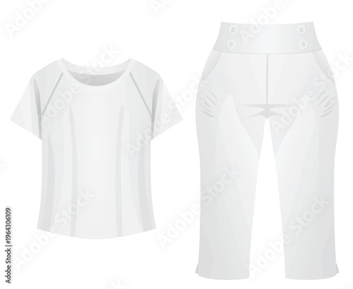 White t shirt and bottom. vector