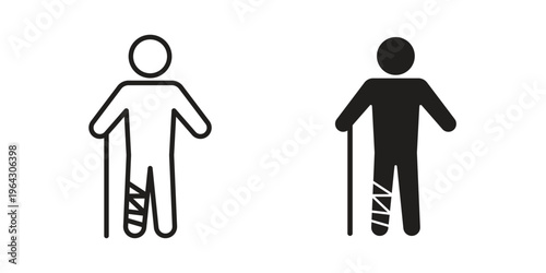 Man with broken leg icon set, logo vector eps10