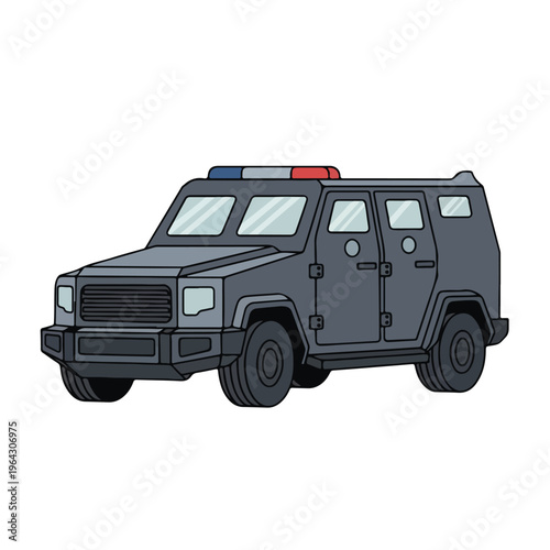 Dark gray SUV with police lights on top