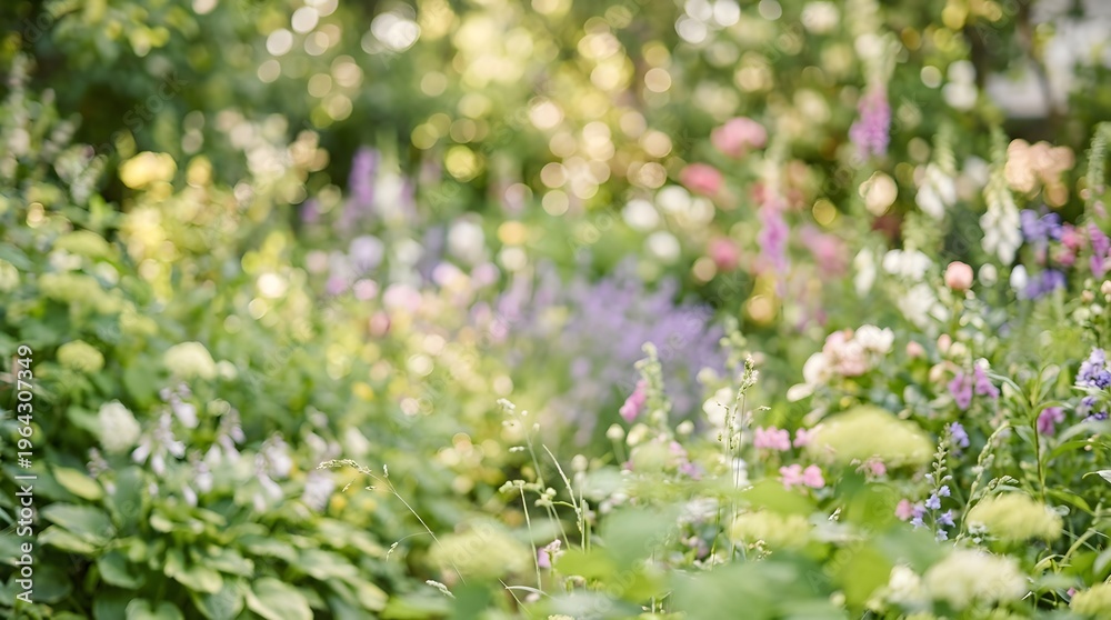 Obraz premium Dreamy Garden Scene with Soft Focus Flowers