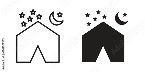 Night camping icon set, logo vector eps10